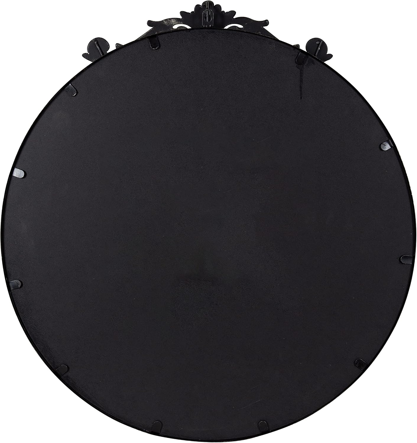 Kate and Laurel Arendahl Ornate Glam Round Mirror; 24 Inch Diameter; Black; Dramatic Baroque Style Wall Mirror for Vintage Antique Inspired Home Decor Aesthetic