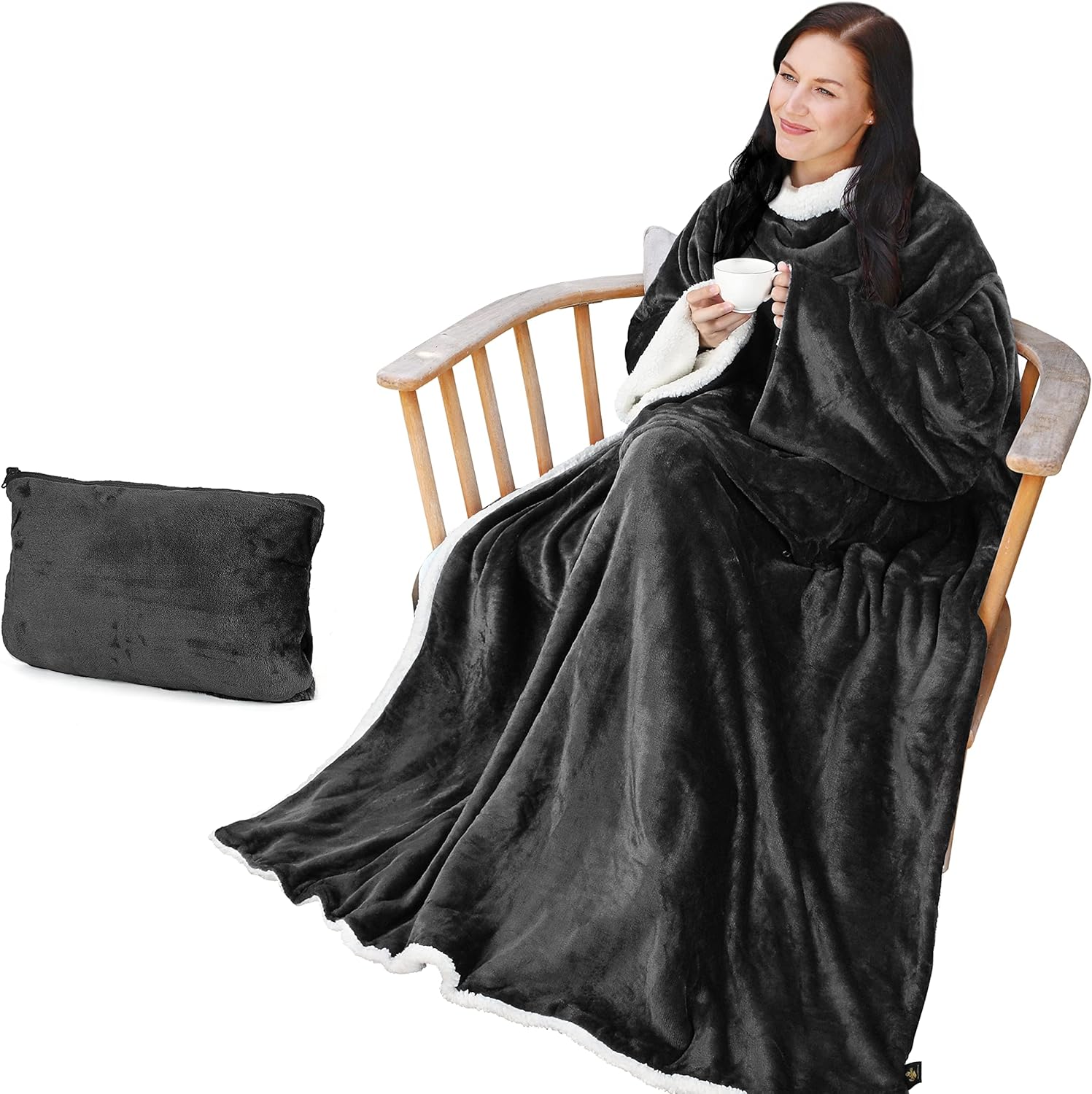 Catalonia Sherpa Wearable Blanket with Sleeves Arms