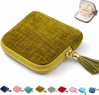 Small Travel Jewelry Pounch Case, 6-Layer Velvet Jewelry Organizer Storage Bag with Zipper, Mini Portable Pouch for Rings Earring, Anti-Scratch Jewelry Pouch Gift for Women Girls(Olive Green)