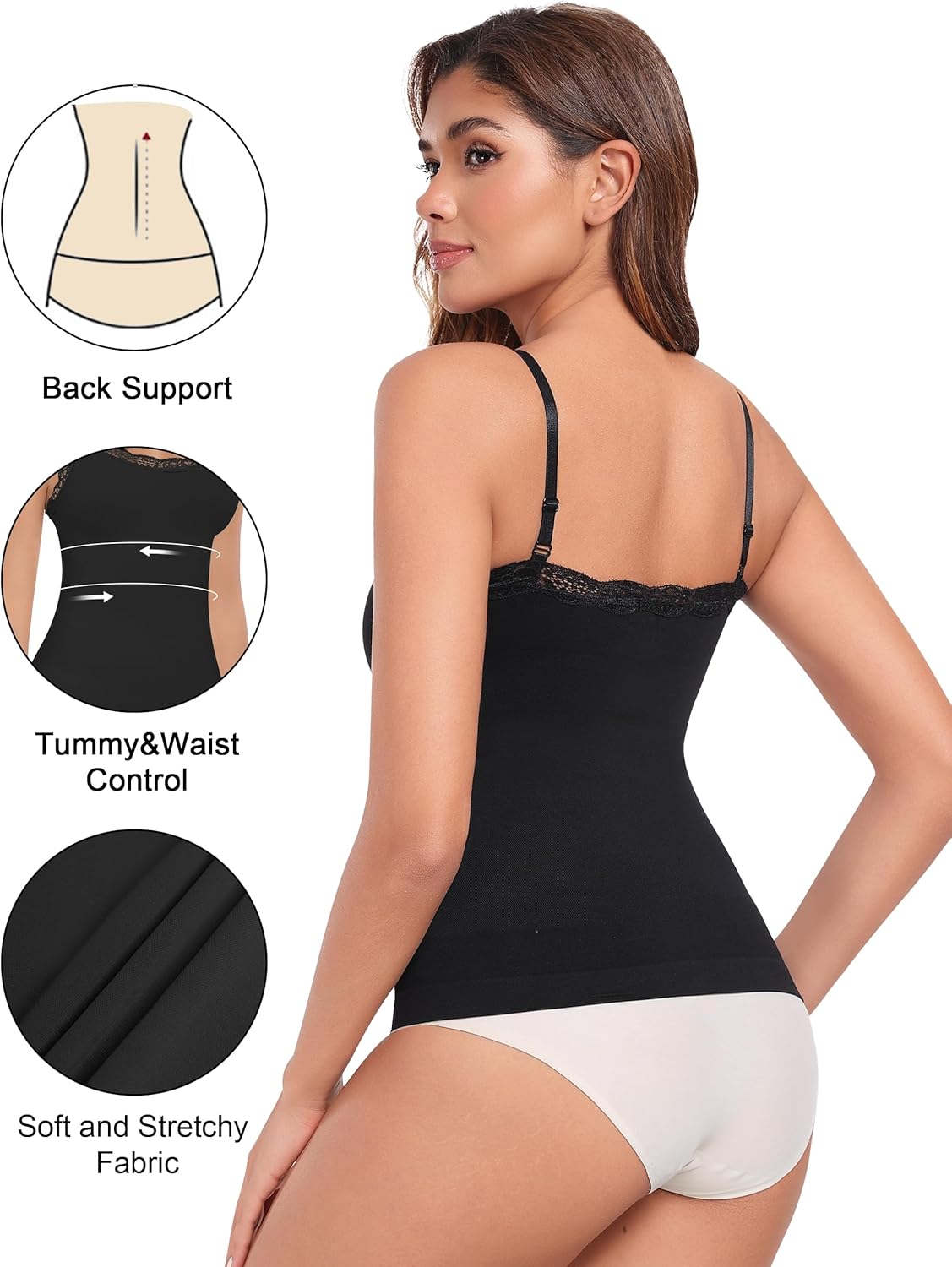EUYZOU Women Shapewear Tummy Control Camisole Tops - Scoop Neck Sexy Compression Tank Tops Seamless Body Shaper - Image 5