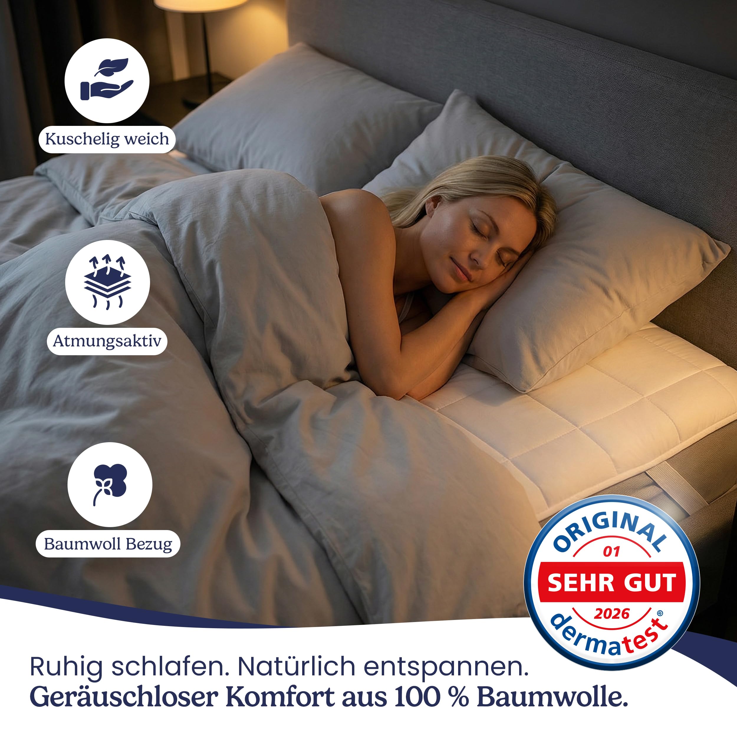 Weicher Matratzenschoner 140x200cm mit Baumwolle - Matratzenauflage für Matratzen bis 30cm - Bei 60°C waschbar & Öko-Tex für mehr Hygiene im Bett - Schutz für Boxspringbett & Topper