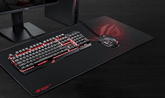 ASUS ROG Sheath Gaming Mouse Pad 35.4 x 17.3, Extra-Large Surface, Pixel-Precise Tracking, Anti-Fray Stitched Edges, Non-Slip Base - Black/Red