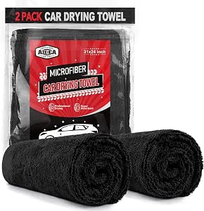 AIDEA Microfiber Towels for Cars-2PK, Large Professional Car Drying Towel, Scratch-Free & Absorbent Drying Towel for Cars, SUVs, RVs, Trucks, and Boats, 24inx 31in, Black