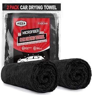 AIDEA Microfiber Towels for Cars-2PK, Large Professional Car Drying Towel, Scratch-Free & Absorbent Drying Towel for Cars, SUVs, RVs, Trucks, and Boats, 24inx 31in, Black