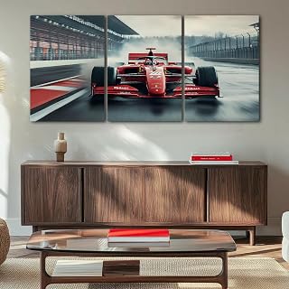 Wivsev Race Car Canvas Wall Art,Red Race Car Pictures Wall Decor,Modern Racing Car Painting for Boys Room,Man Cave,Living Room,Bedroom Decorations (24" x 36" x 3 pcs)