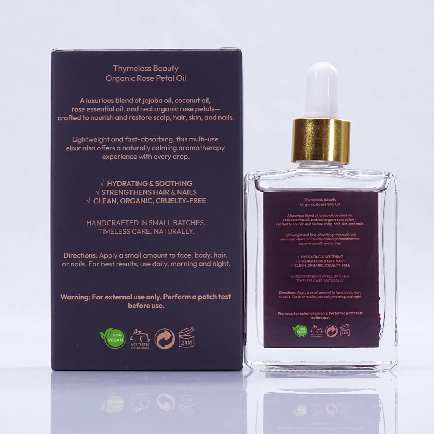 Luxurious Rose Body Oil with Real Rose Petals – Lightweight, Moisturizing, Long-Lasting Floral Scent – Premium Rosé Oil for Face, Body, Hair, Nails & Aromatherapy – Natural Perfume Oil, 1.69 Fl Oz - Image 8