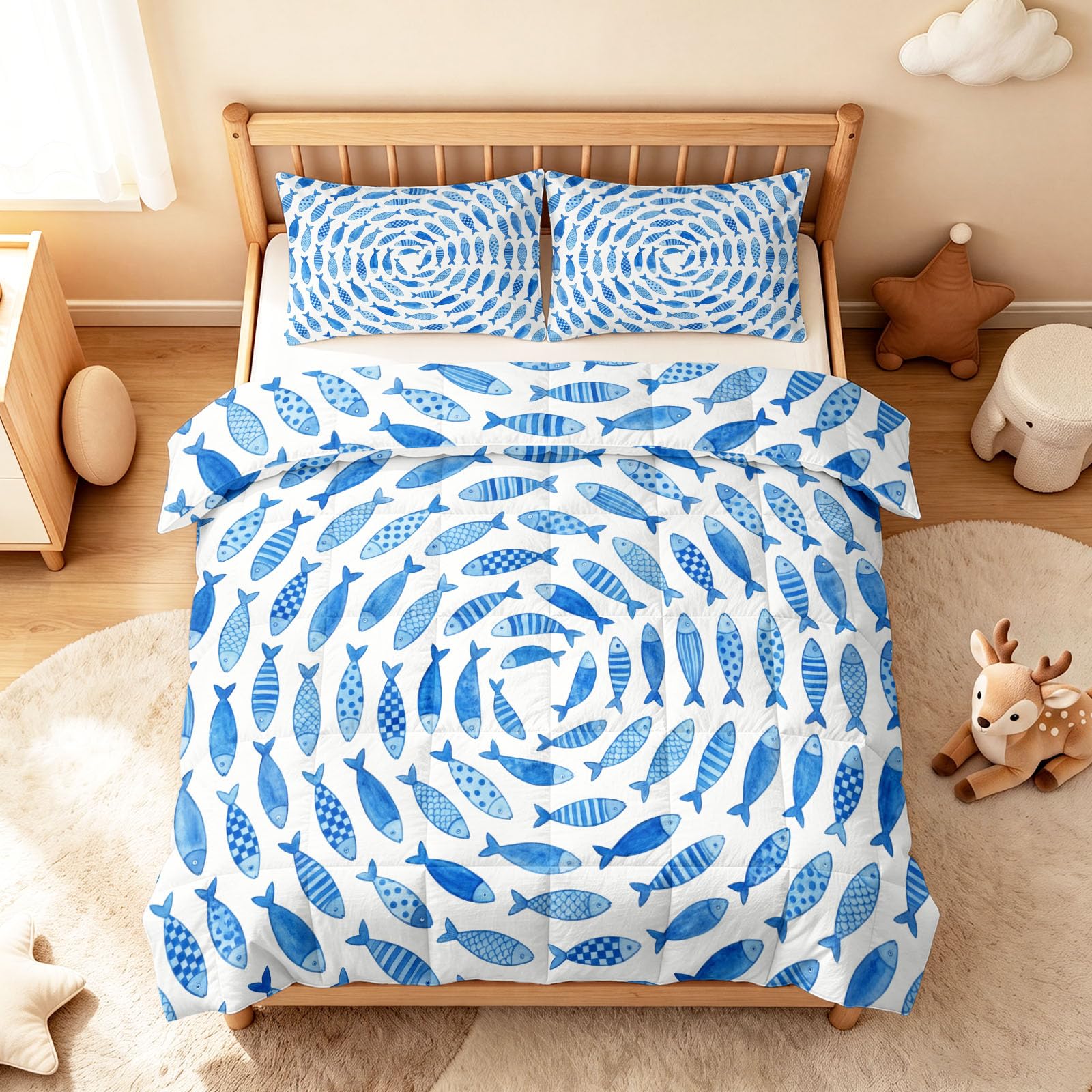 3 pz Fun Ocean Piumini Coverless con Scuola di Pesce Circles concentrici