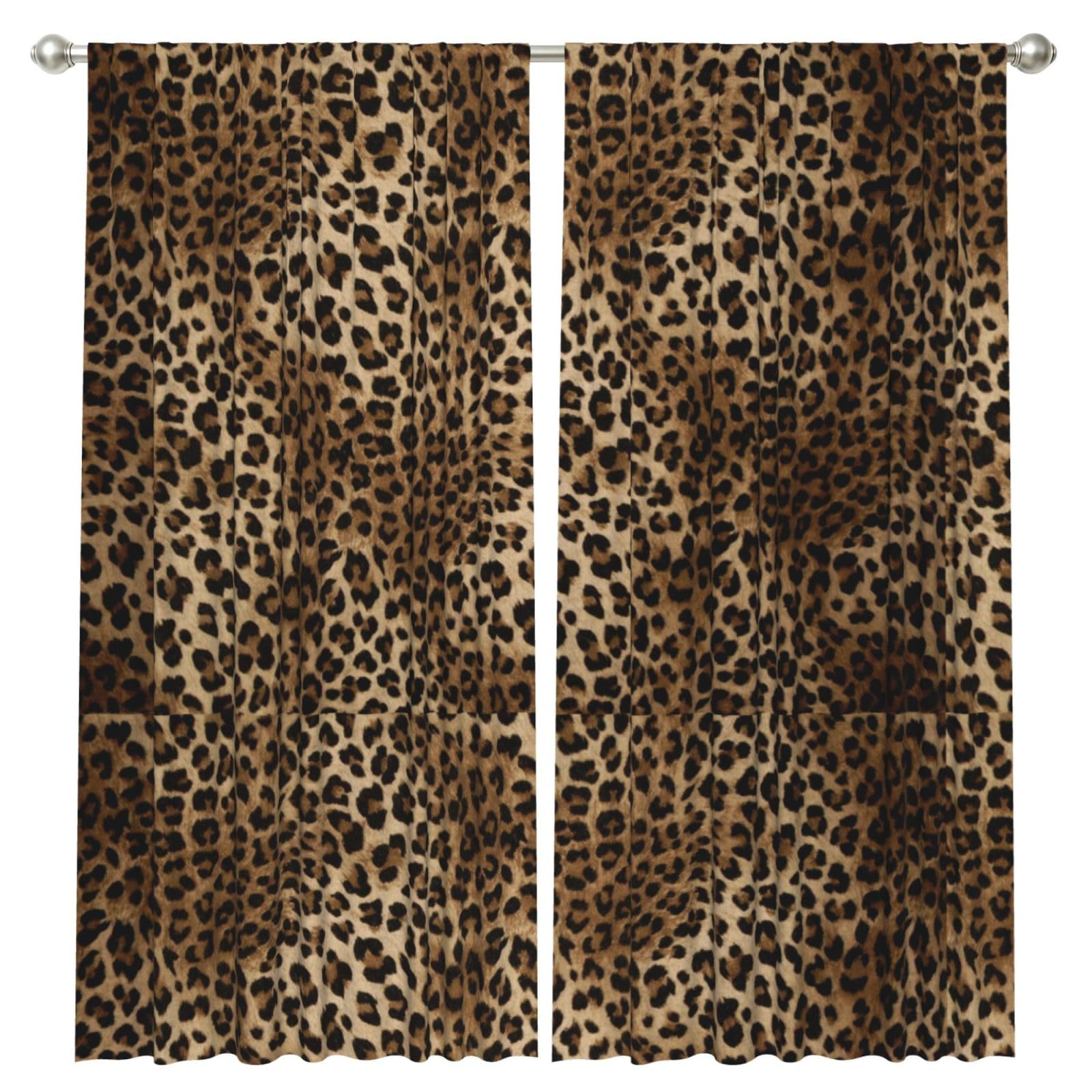 InOmak Leopard Print, 2 Panels Window Curtains 52 x 84 Inch Blackout Curtains for Living Room Bedroom