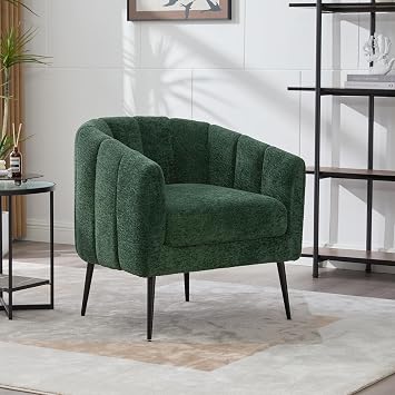 30" Chenille Fabric Cozy Oversized Sofa Chair, Modern Single Sofa with Adjustable Foot Pads, Upholstered Recliner Sofa Chair with Removable Cushion for Living Room, Green