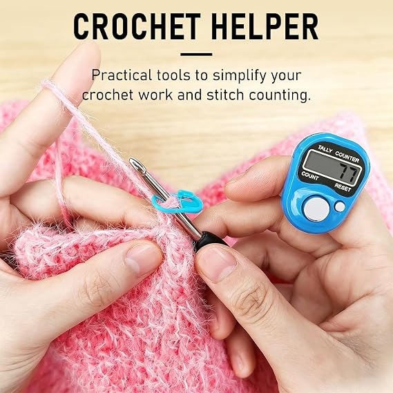 2 Pcs Tally Counters with 50 Pcs Stitch Markers for Crochet, Knitting