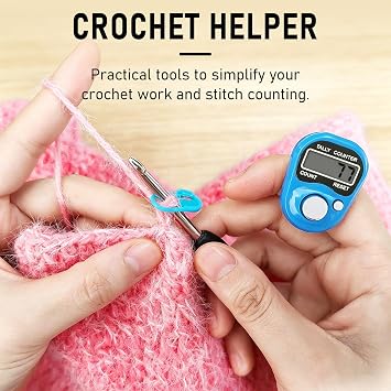 2 Pcs Tally Counters with 50 Pcs Stitch Markers for Crochet, Knitting