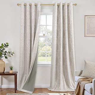 KOUFALL 108 Inch 9FT Blackout Curtains, Damask Patterned Grommet Drapes for Living Room Bedroom, 2 Panels Set, 9 FT Length 52'' W x 108'' L Inches, Taupe