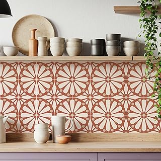 16 Pack, 5.9x5.9 Inch Boho Terracotta Sunburst Tile Stickers Peel and St...