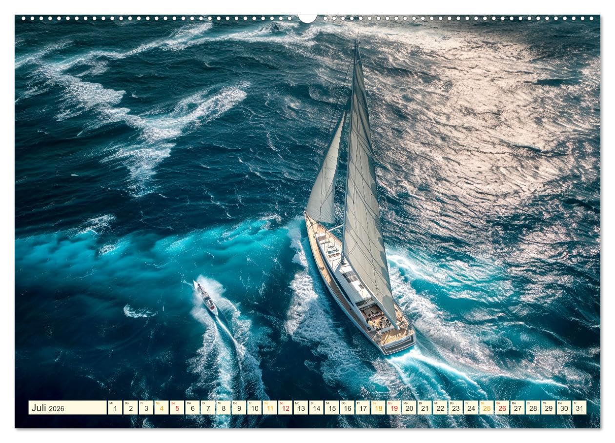 Segeln - schöne Momente (hochwertiger Premium Wandkalender 2026 DIN A2 quer), Kunstdruck in Hochglanz: Sonne, Wind und Wellen bis zum Horizont. (CALVENDO Sport)