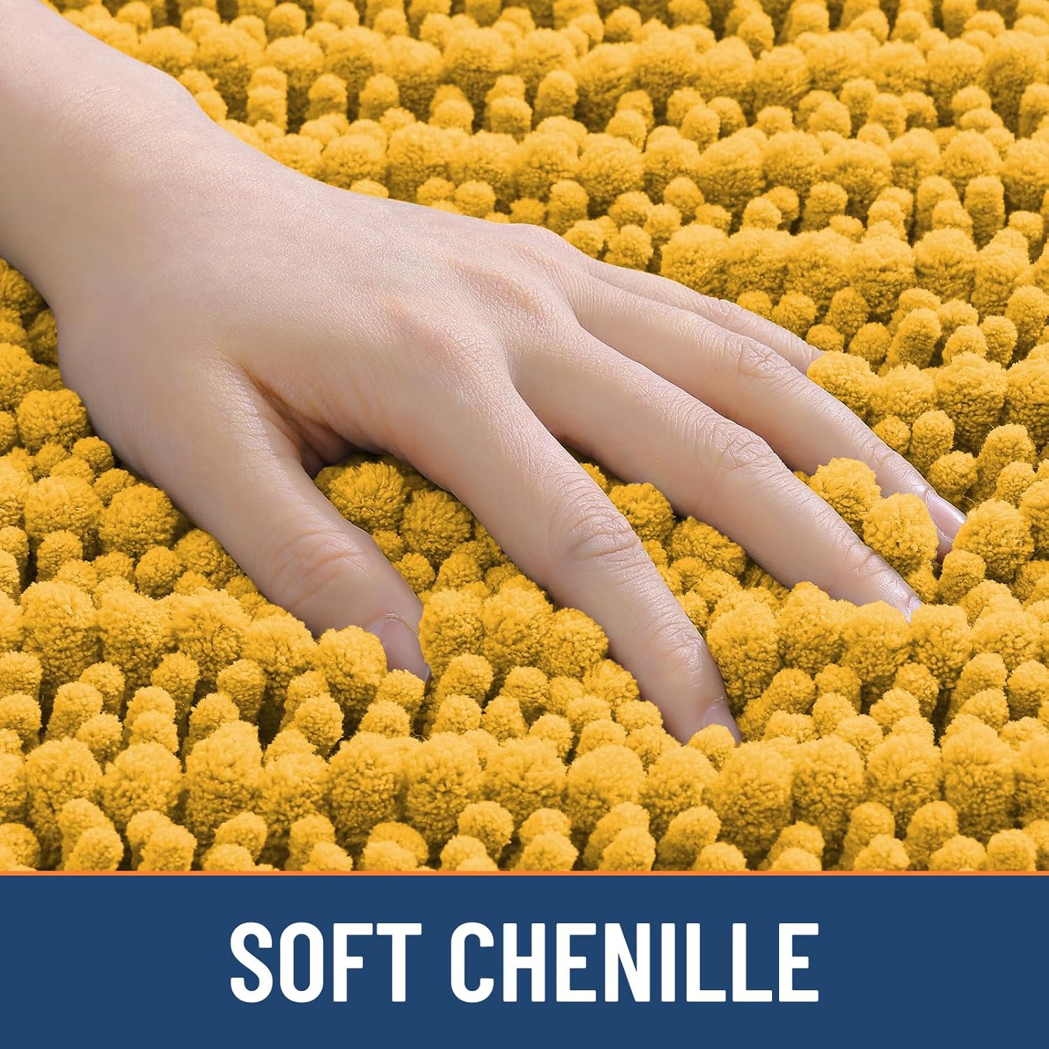 Smiry Bathroom Rugs Mat 30x20, Extra Soft Absorbent Chenille Bath Rugs, Non Slip Rubber Backing Machine Washable Quick Dry Bath Mats for Bathroom Floor, Tub, Shower, Home Accessories, Golden Yellow