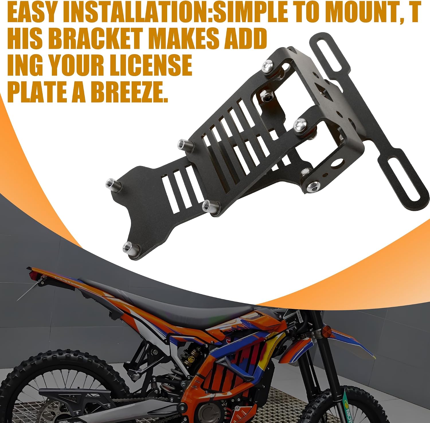 Motorcycle Tail Light License CNC License Plate Bracket Replacement for Sur Ron Ultra Bee Electric Motocross Enduro Dirt Bike Black