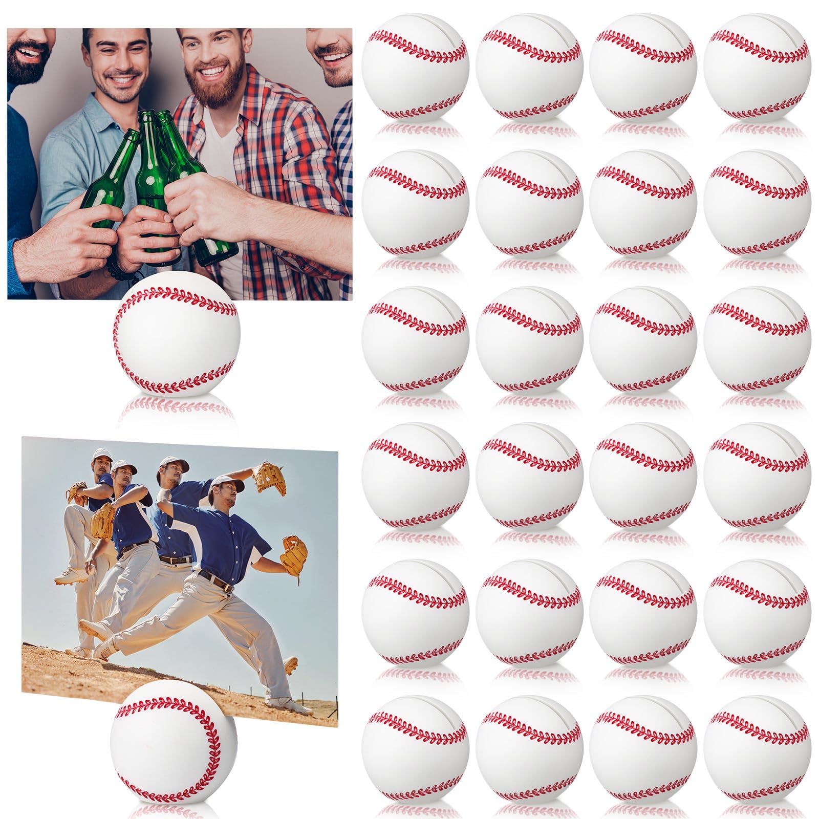 Leinuosen 24 Pcs Resin Baseball Base Centerpieces Place Card Holder Baseball Shaped Table Number Holder Name Place Photo Stand for Sports Events Wedding Party