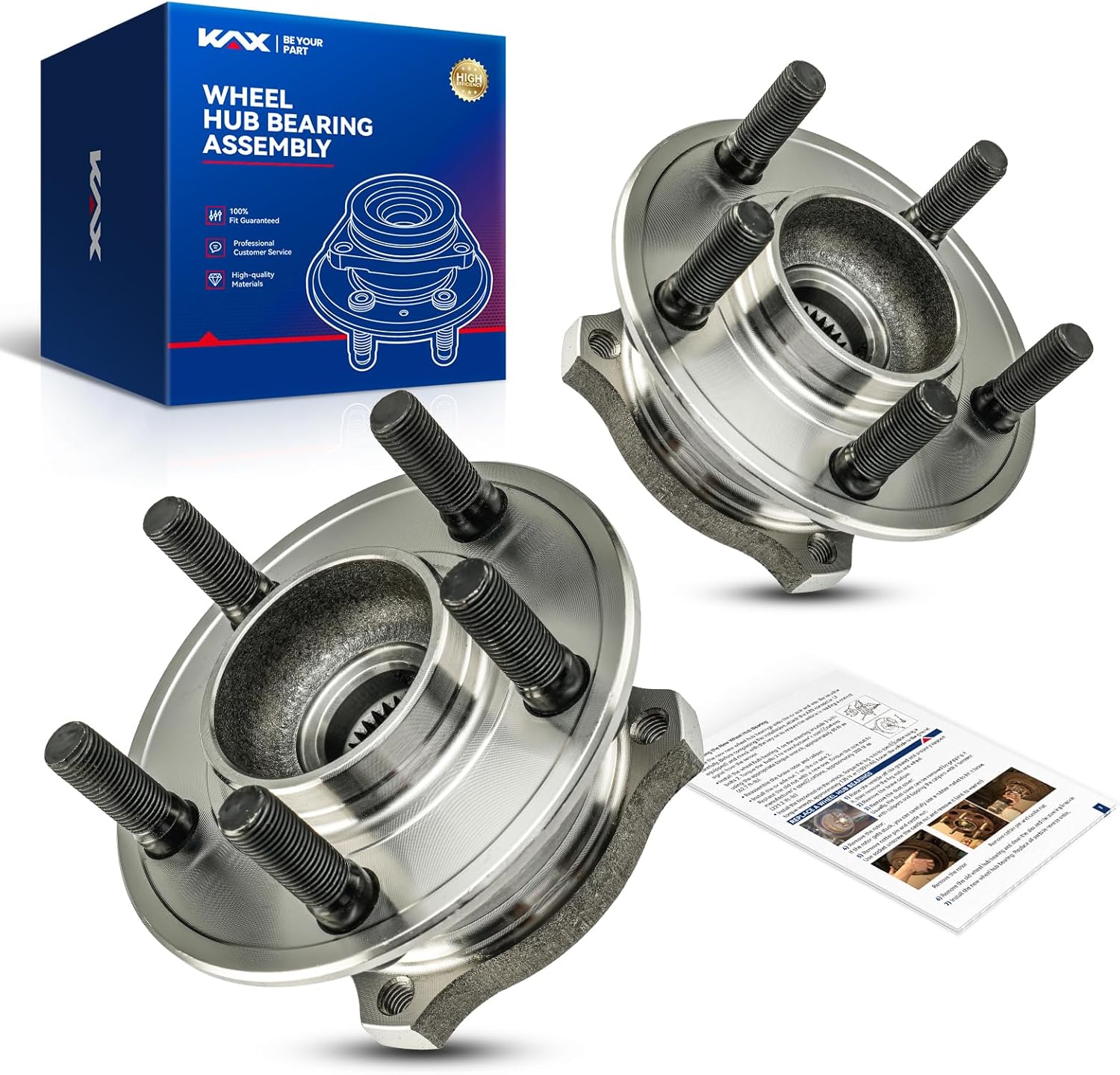 KAX 512301 2PCS Rear Wheel Hub Bearing Compatible with Dodge Magnum 2005-2008,5 Lugs Wheel Bearing and Hub Assembly