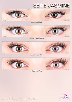 Brown Premium Contact Lenses 'Jasmine Choco' Coloured Lenses with and Without Strength Brown + Case of Glamlens Soft 3-Month Lenses in Pack of 2
