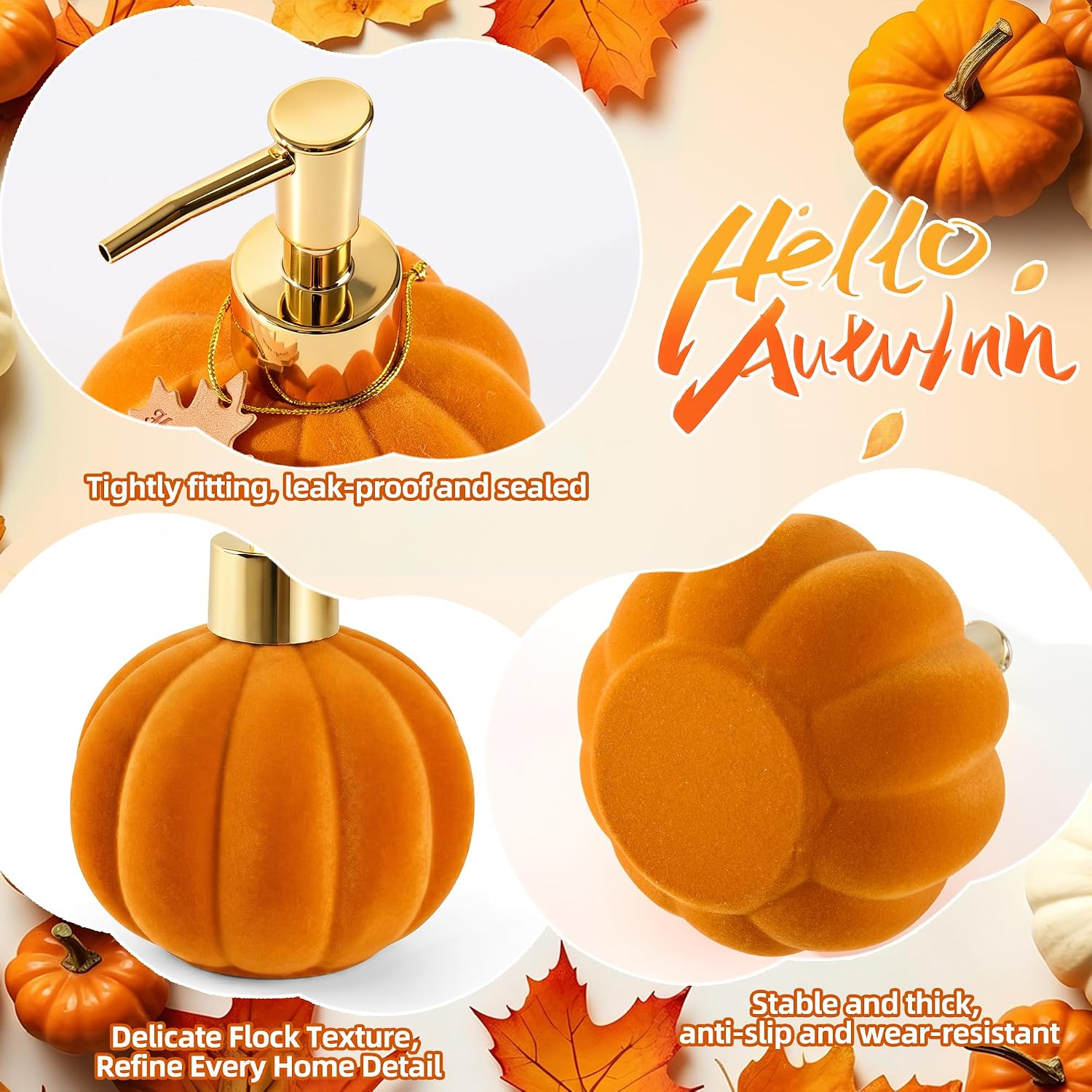 Fall Halloween Pumpkin Soap Dispenser, Fall Bathroom Decor