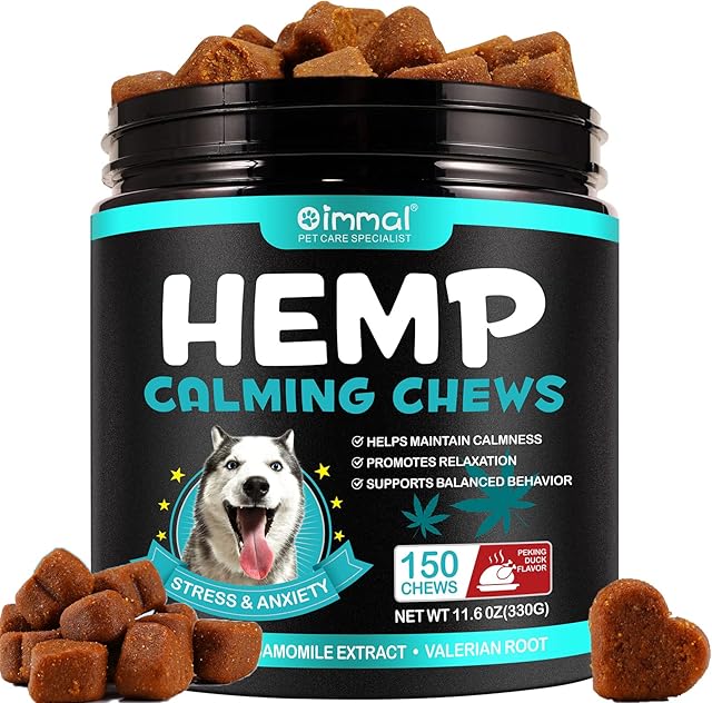 FVVSIEDK Calming Chews for Dogs,Quiet Moments Dog Calming Treats,Help Promote Relaxation,Dogs Anxiety Stress Relief-Barking,Separation,Thunder,Travel Issues (Duck, 150counts)