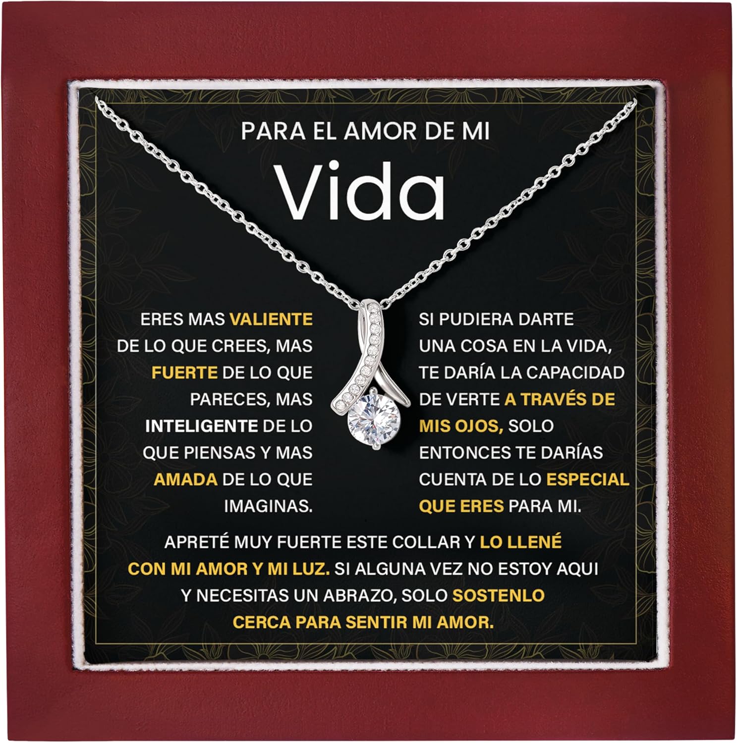 Collar Para El Amor de Mi Vida con Mensaje Romántico – Joyería Fina de Amor Eterno con Caja de Regalo – Detalle Especial para Esposa o Novia