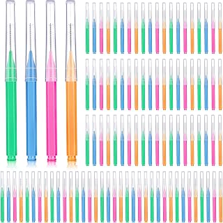 Patelai 100-Pack Interdental Brushes for Braces - 360° Rotatable Heads, Multi-Size (11mm & 13.5mm), Bright Colors for Deep Clean