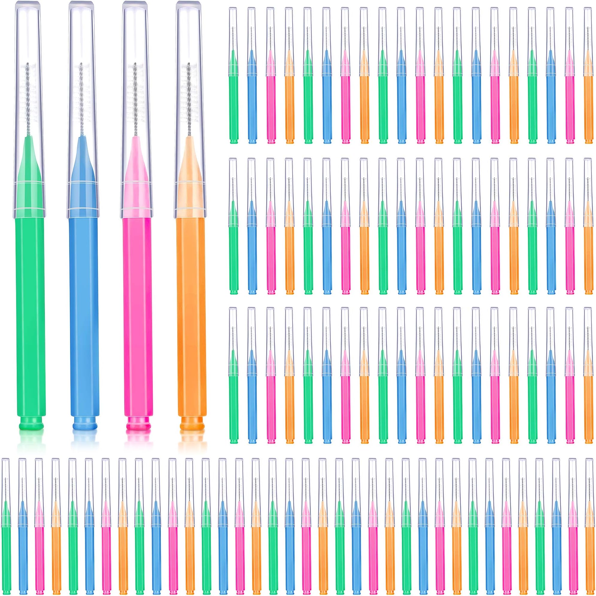 Patelai 100 Pcs Braces Dental Brushes,Bright Colors,Multiple Sizes