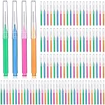 Patelai 100 Pieces Braces Brush for Cleaner Interdental Brush Toothpick Dental Tooth Flossing Head Oral Dental Hygiene Flosser Toothpick Cleaners Tooth Tool(Bright Colors,Multiple Sizes)