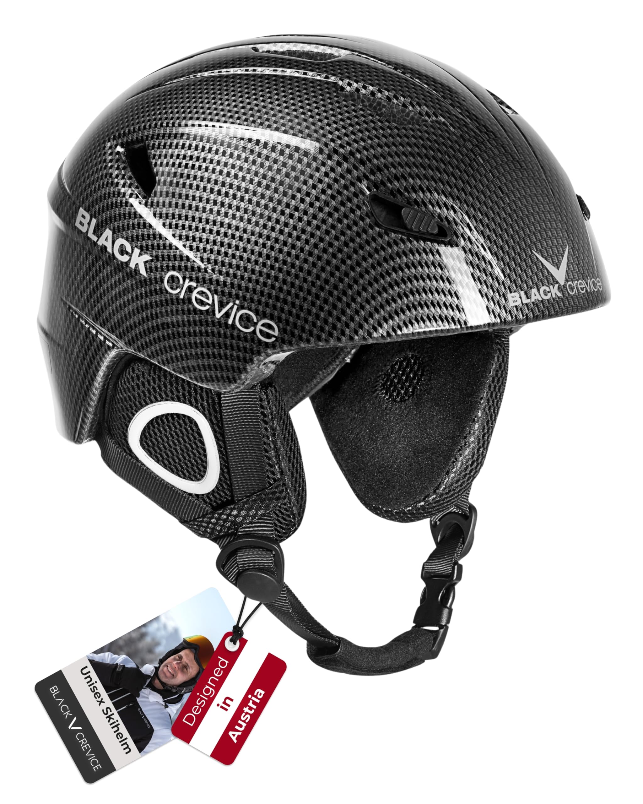 Black Crevice Skihelm Kitzbühel I Ski-Helm in sportlichem Design I Skihelm Herren & Damen I Skihelm aus Polycarbonat I Atmungsaktiver Ski-Helm I Größenverstellbar