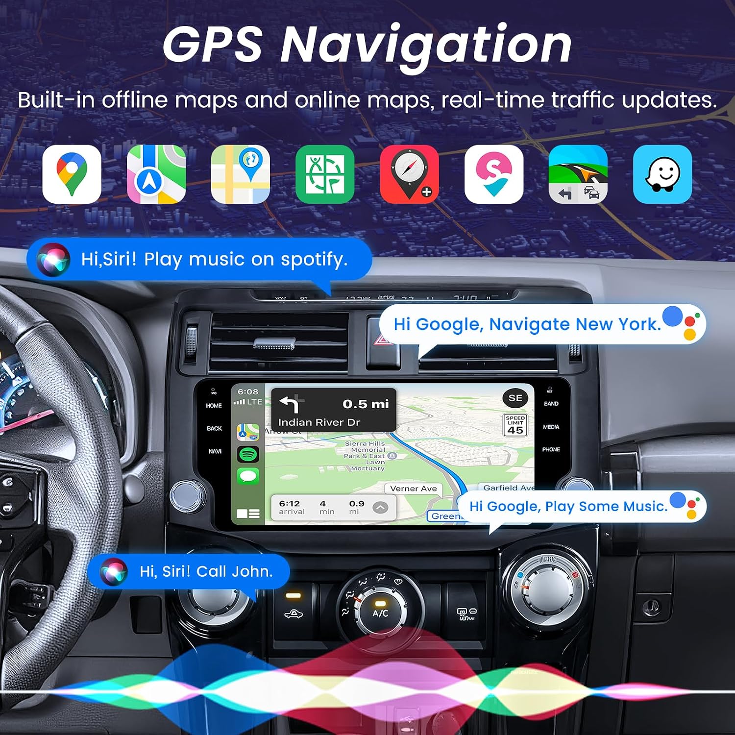 8 Core 64GBROM Car Radio for Toyota 4Runner 2010-2019: 10.33" 1600*720 IPS Touchscreen Wireless Carplay & Android Auto Bluetooth GPS Split Screen (RDS High-Fidelity Sound) Head Unit 36EQ 5G WiFi SWC