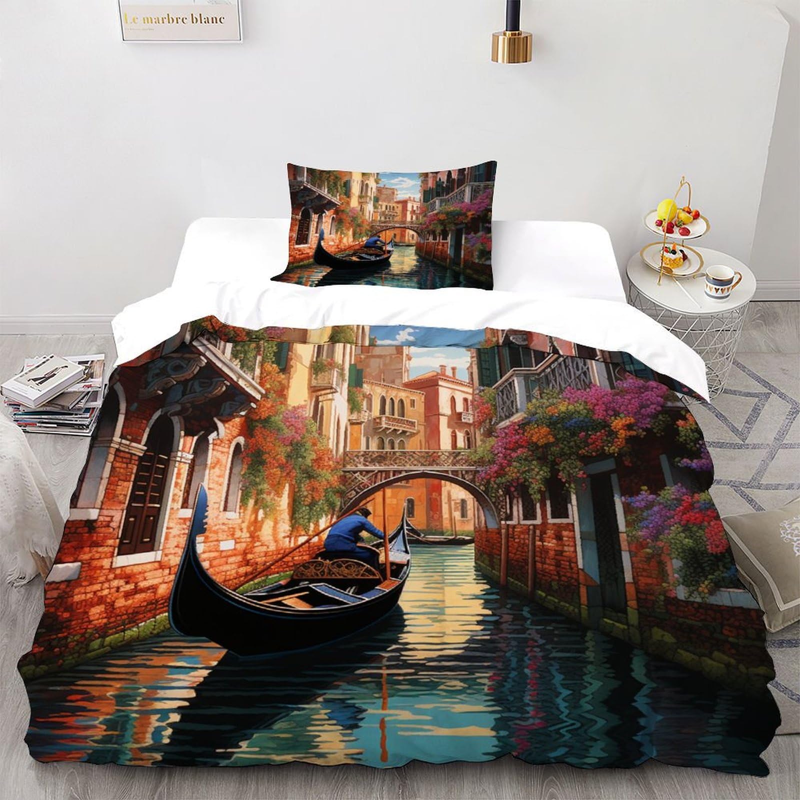 Housse de couette city theme anti-plis en microfibre douce pour lit 1 personne