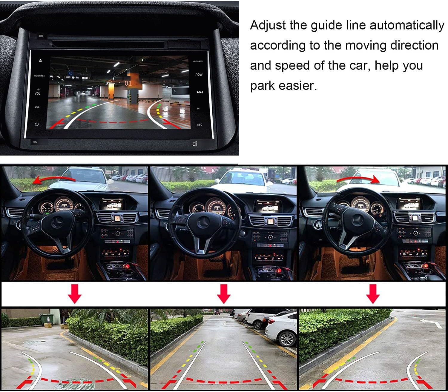 Car Handle Backup Camera Reverse Camera Dynamic Car Rear View Camera for Ford Focus 2012 2013 2014 for Focus 2 Focus 3 with Moving Guide Parking line