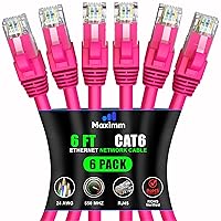 Vista 88 de Maximm Cable Ethernet Cat 6 de 10 pies (paquete de 6) - Cable LAN de alta velocidad, cable de Internet, cable de conexión y cable de red - UTP