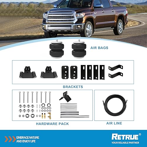 Miniatura 7 de RETRUE Kit de suspensión de bolsas de aire traseras para Toyota Tundra 2007-2021, remolque de camiones, capacidad de nivelación de carga de 5000