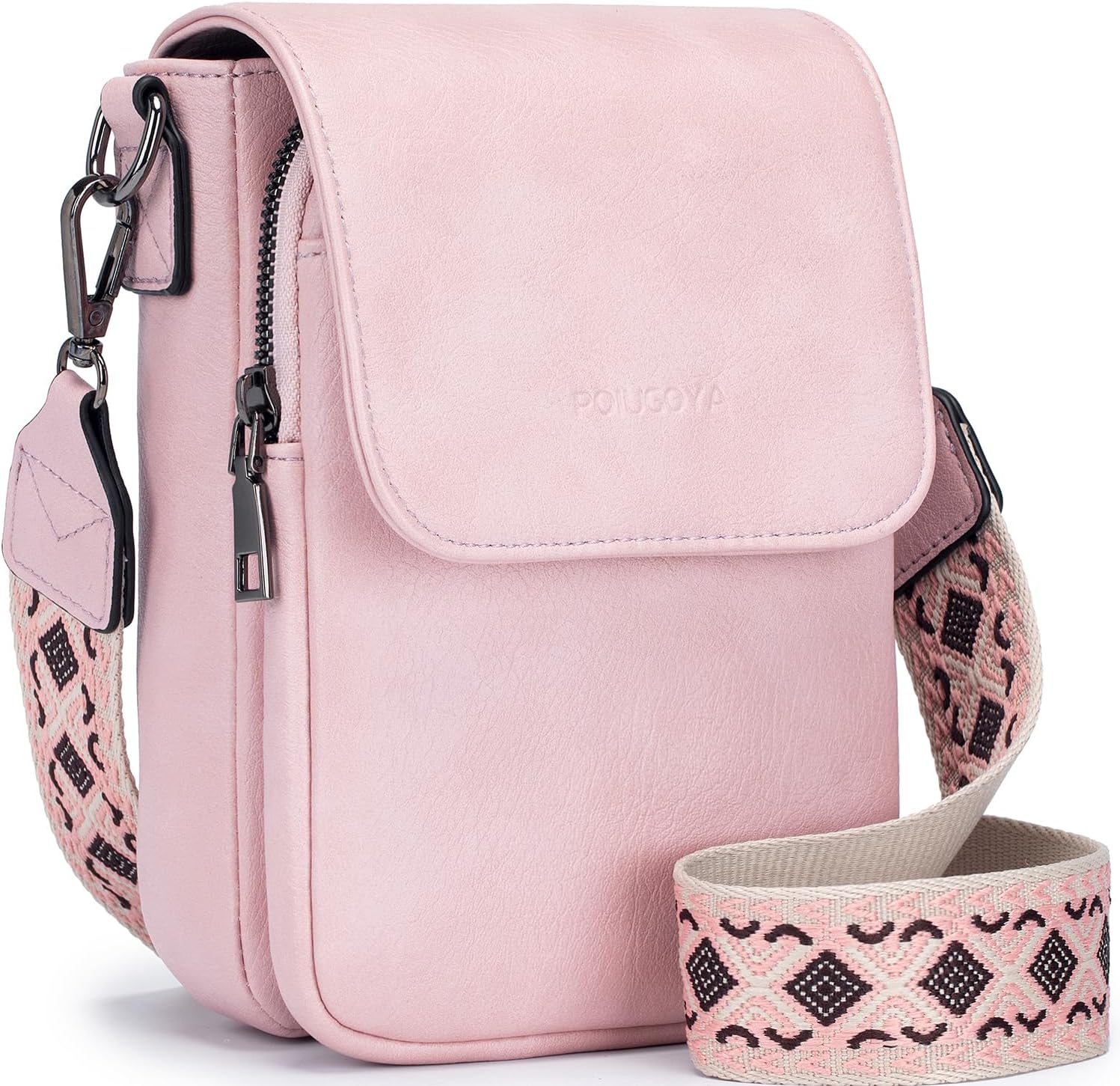 POIUGOYA Small Vegan Leather Crossbody Purse for Women, Cell Phone Purse