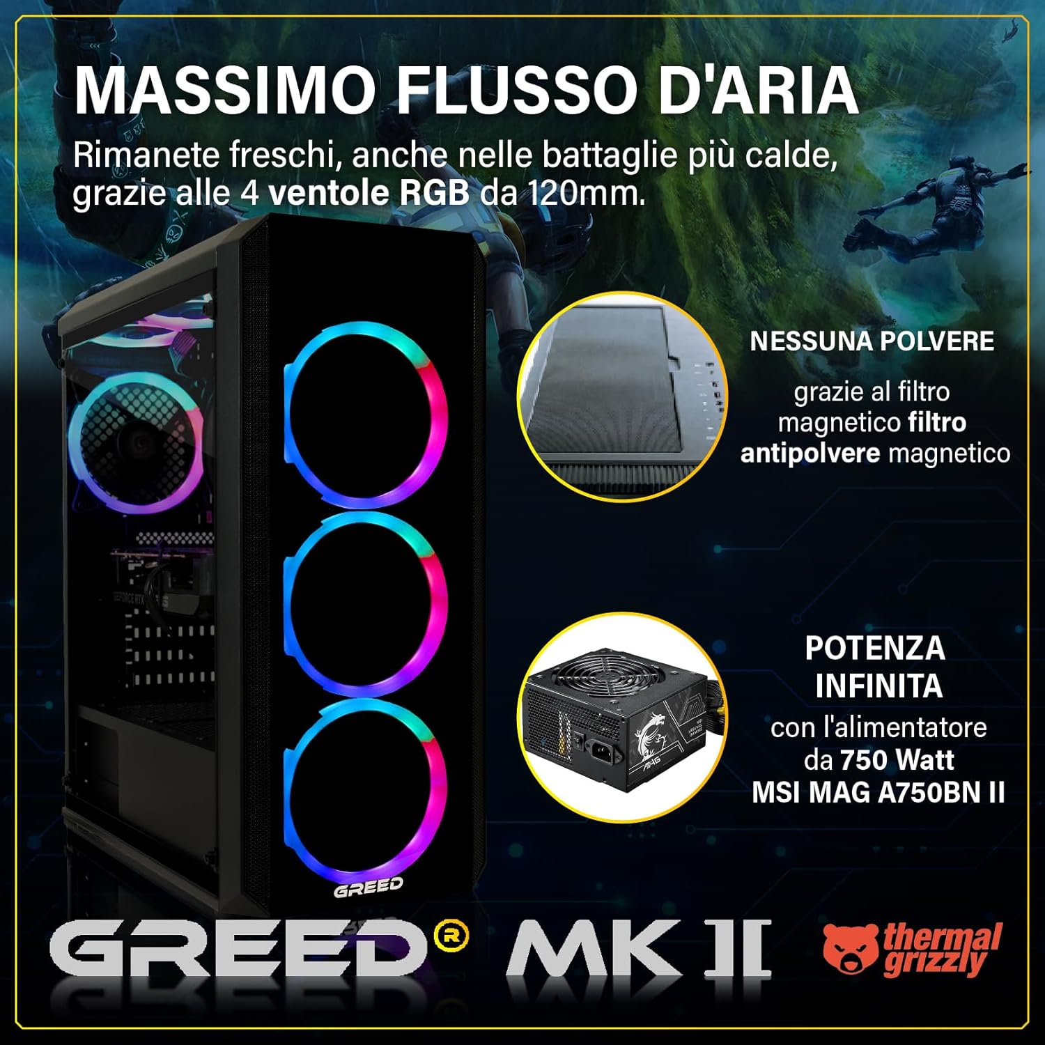 « Mk2 ÔÇô PC gaming ÔÇô AMD Ryzen 7 5700X ÔÇô RTX 5060 Ti ÔÇô Raytracing & 4k ÔÇô Computer / desktop da 4,9 GHz ÔÇô 32 GB di RAM DDR4 ÔÇô SSD da 1 TB ÔÇô WLAN + Windows 11 Pro - PC Desktop - Immagine 3