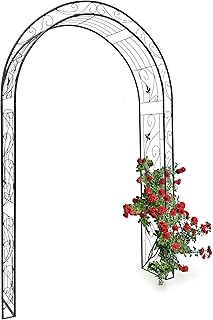 Relaxdays 10020030, Arco per Rose Rampicanti, HLP: 226x144x36,5 cm, Struttura Resistente alle Intemperie, Design Romantico, Nero