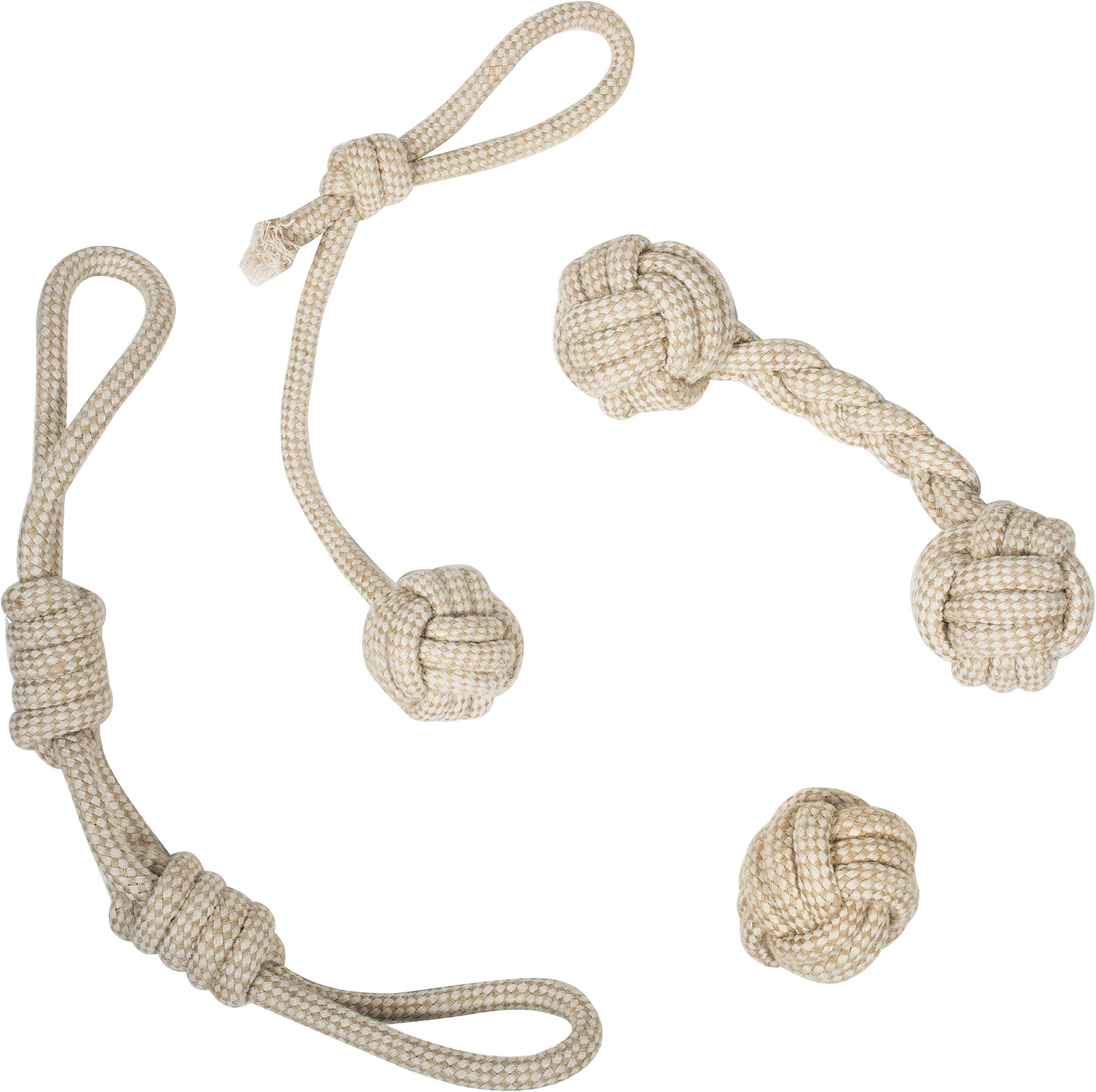 Franklin Pet Supply Natural Non-Toxic Rope Dog Toys Hemp Play Fetch Tug of War Dog Teething Puppy Chew 4 Pack