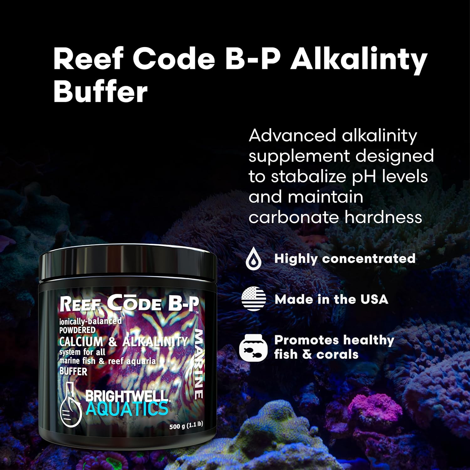 Brightwell Aquatics Reef Code B-P Alkalinity Buffer for Reef Aquariums Supports pH Stability Coral Growth Balanced KH No Phosphates or Silicates Use with A-P, 4 kg