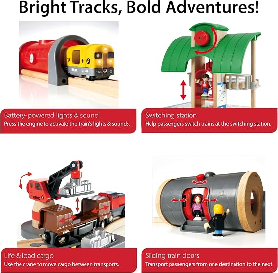 BRIO World Deluxe Railway Set - 87-Piece Wooden Train Set - Includes Passenger & Freight Trains, Stations, Accessories - Safe & Sustainable - MESH Accredited Fun Play for Kids Ages 3 & Up