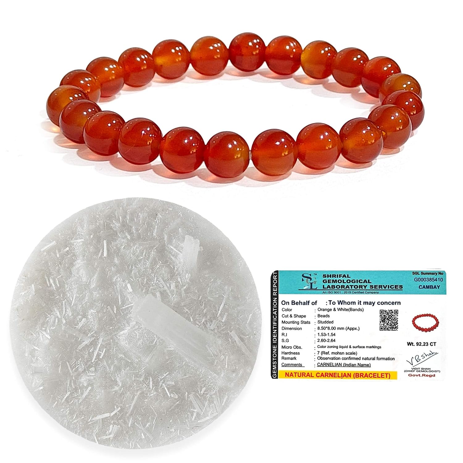 SOLAVA Carnelian Bracelet Original Certified with Selenite Plate | Natural Red Carnelian Crystal Stone Bracelet for Men & ... - Review, Price and Buying Guide