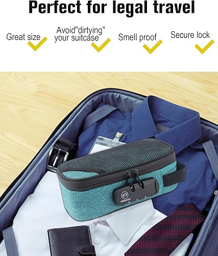 Miniatura 4 de FIREDOG Bolsa a prueba de olores con cerradura, contenedores forrados de carbono a prueba de olores para almacenamiento de viajes (azul, 8 x 4 x