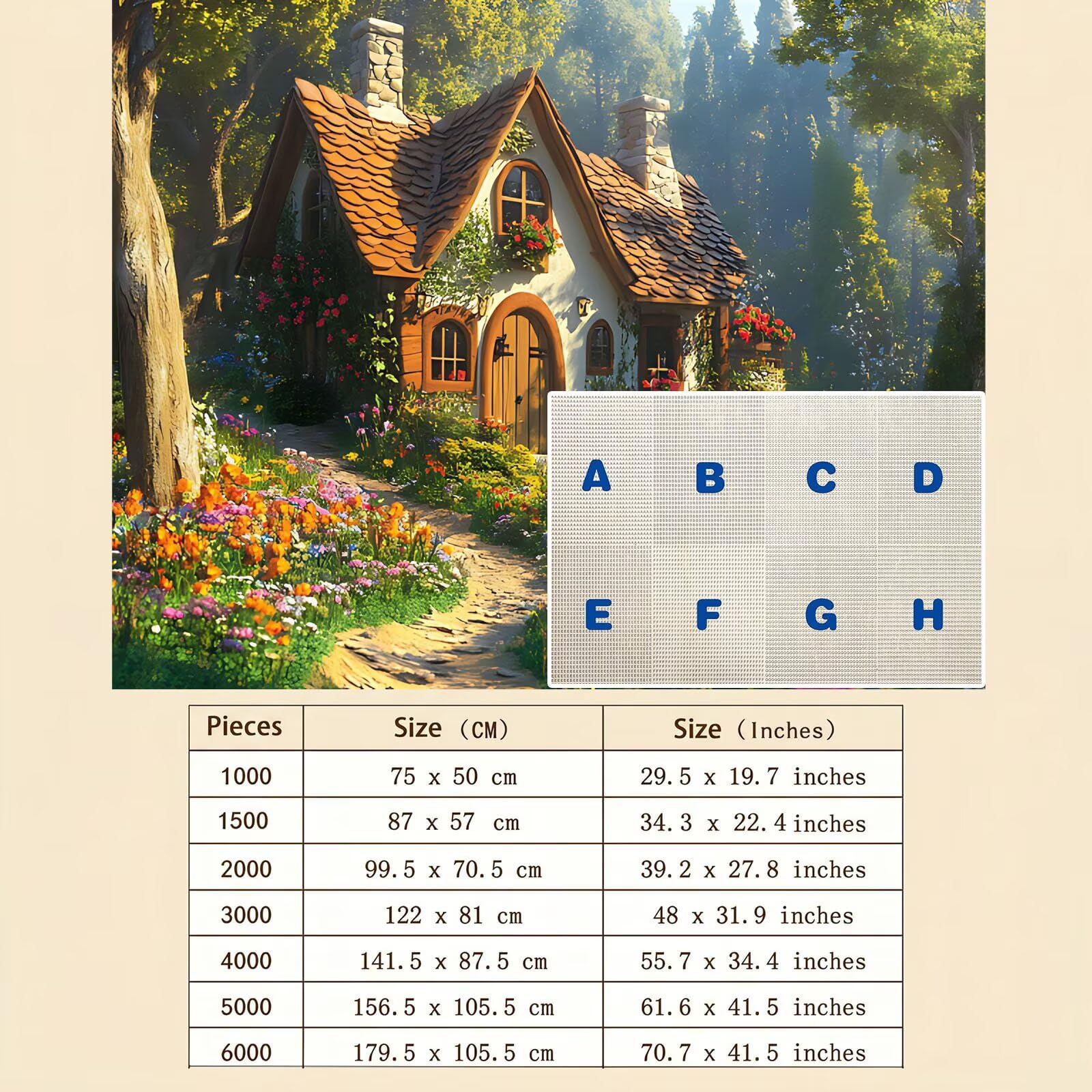 las kabina-2 Puzzle 1000 sztuk, drewniana gra planszowa rodzinna - puzzle dla dorosłych dla całej rodziny, puzzle edukacyjne DIY i antystresowe - z mapą referencyjną, 75 x 50 cm f0-859