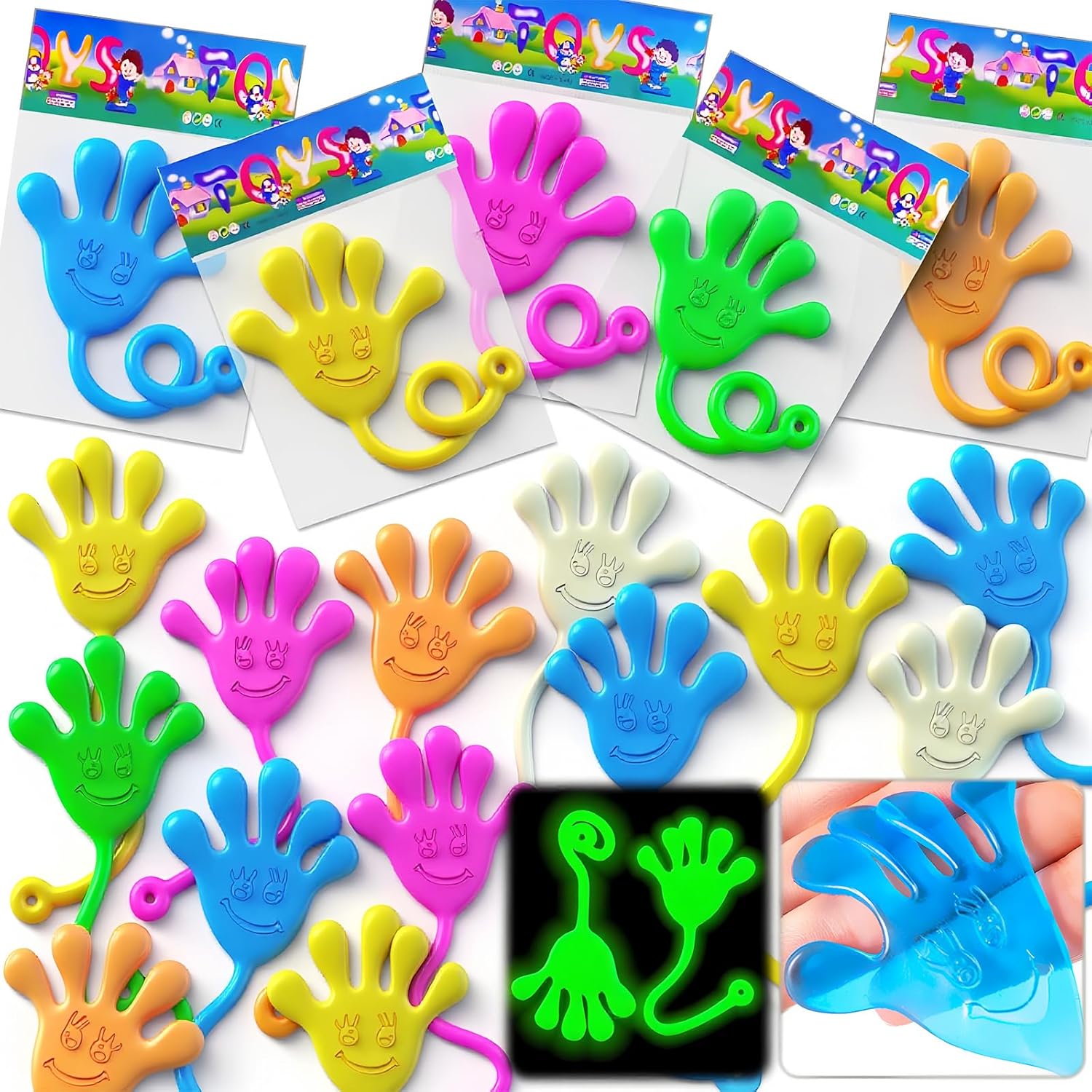 Armaytoy 28Pack Glow In Dark Sticky Hands Toys Pinata Fillers For Kids Party Favors Classroom Reward Gifts School Supplies Prizes Goodie Bag Stuffers Stretchy Bulk Toys