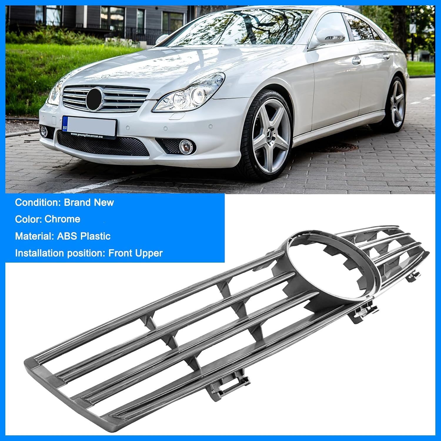 Front Bumper Grille For Benz W219 CLS320 CLS350 CLS280 CLS500 CLS300 CLS550 Chrome Grill 2198800083 2006-2008
