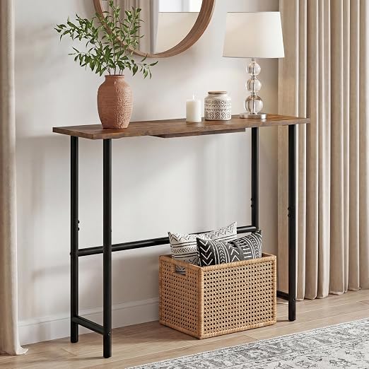 GOPLUS Table Console Industrielle avec 2 Tiroirs Amovibles et Pliables, Cadre Métallique, Anti-Basculement, Table d'Entrée à 3 Niveaux pour Salon, Couloir, Chambre,100X30X80 CM, Marron Rustique GOPLUS Table Console Industrielle avec 2 Tiroirs Amovibles et Pliables, Cadre Métallique, Anti-Basculement, Table d'Entrée à 3 Niveaux pour Salon, Couloir, Chambre,100X30X80 CM, Marron Rustique