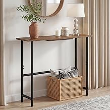 Manora 31.5" Narrow Console Table, Slim Entryway Table, Tall Thin Side Table for Couch, Small Sofa Side Display Table for Hall, Hallway, Bedroom, Living Room, Foyer, Rustic Brown and Black