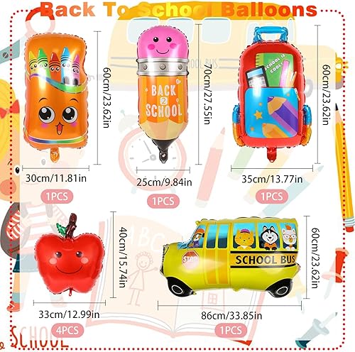 Miniatura 2 de 8 globos de aluminio para el regreso a clases, globos gigantes de Mylar de LIYDE para el primer día de escuelaprofesordecoración de fiesta de
