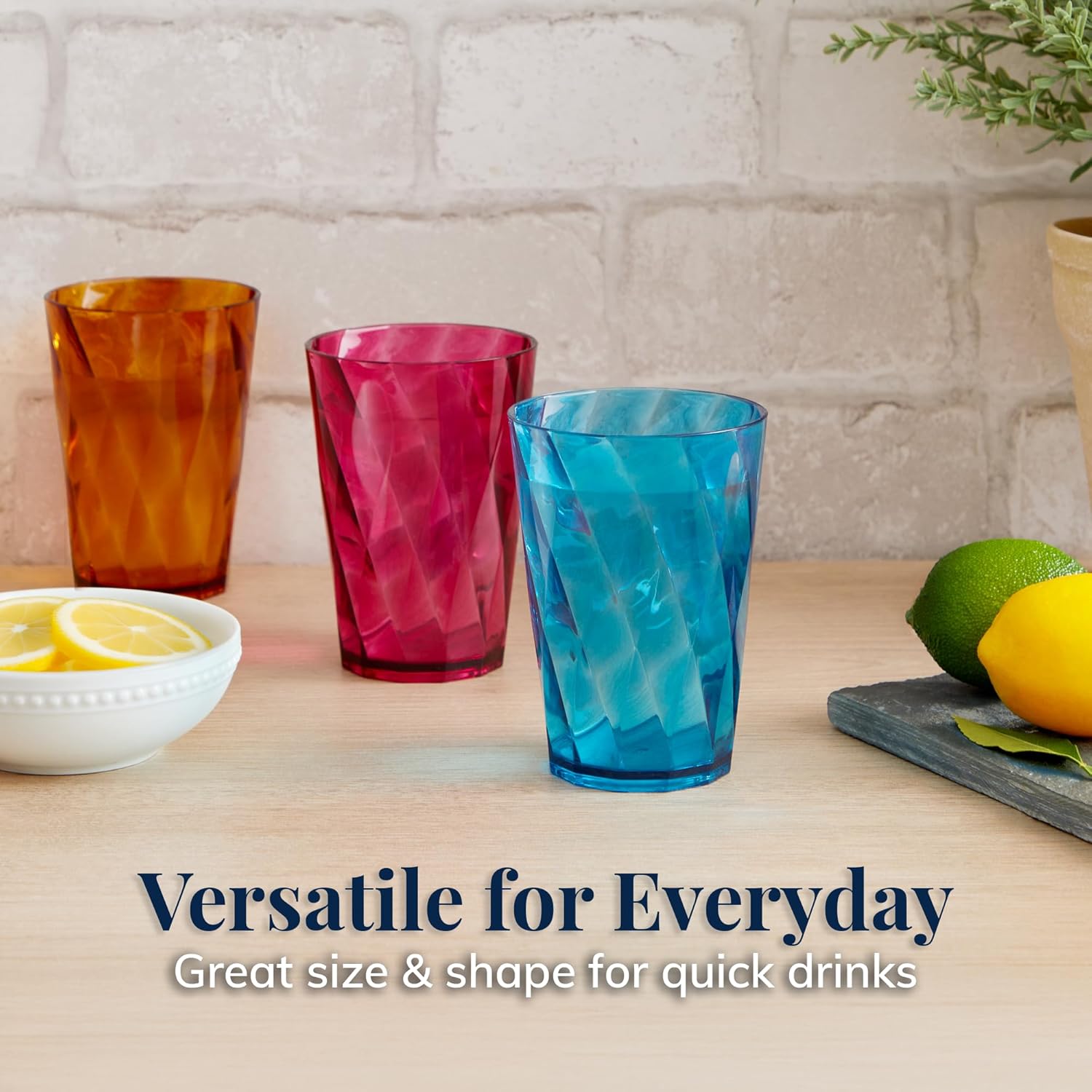 US Acrylic Optix Mini Plastic Reusable Drinking Glasses (Set of 8) 8oz Juice Cups in Jewel Tone Colors | BPA-Free Tumblers, Made in USA | Top-Rack Dishwasher Safe - Image 3